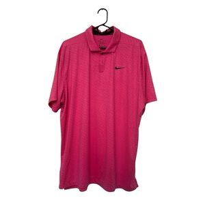 Nike Golf Dri-Fit Polo Shirt Men’s XL Pink Striped Performance Top Standard Fit